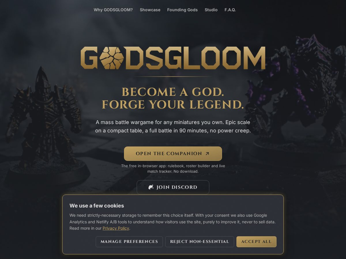 Landing-page snapshot of godsgloom.com