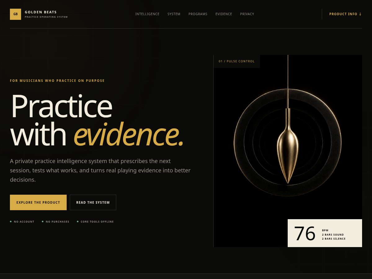 Landing-page snapshot of goldenbeats.app