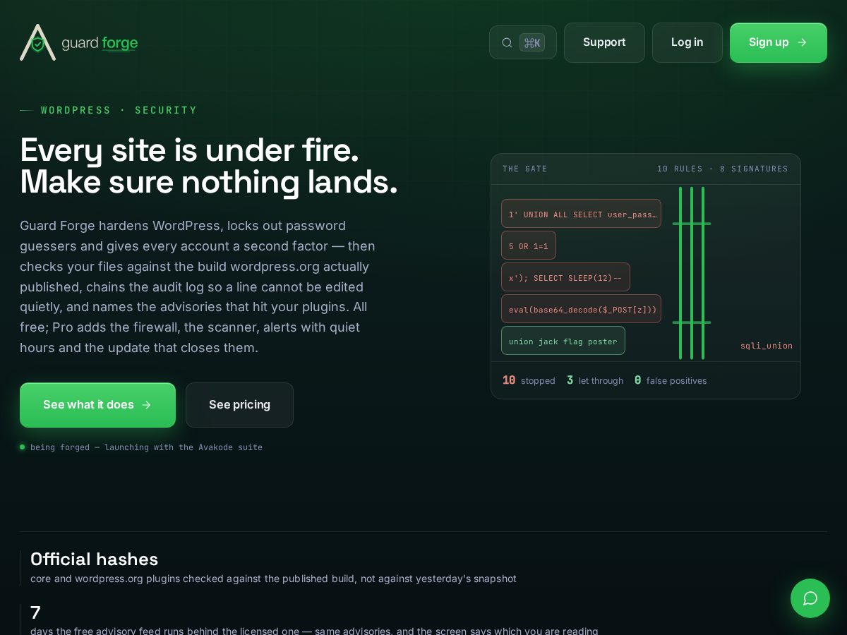 Landing-page snapshot of guardforge.app