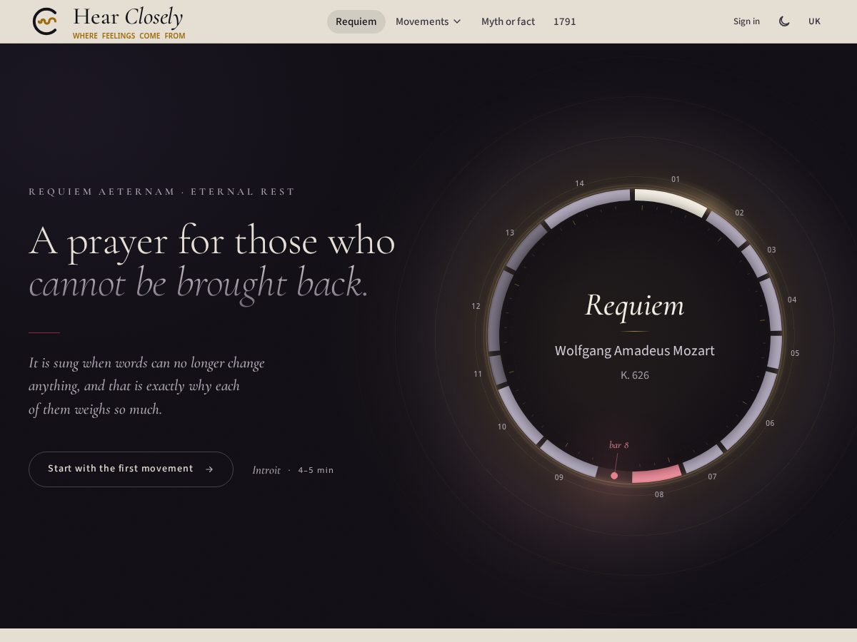 Landing-page snapshot of hearclosely.com