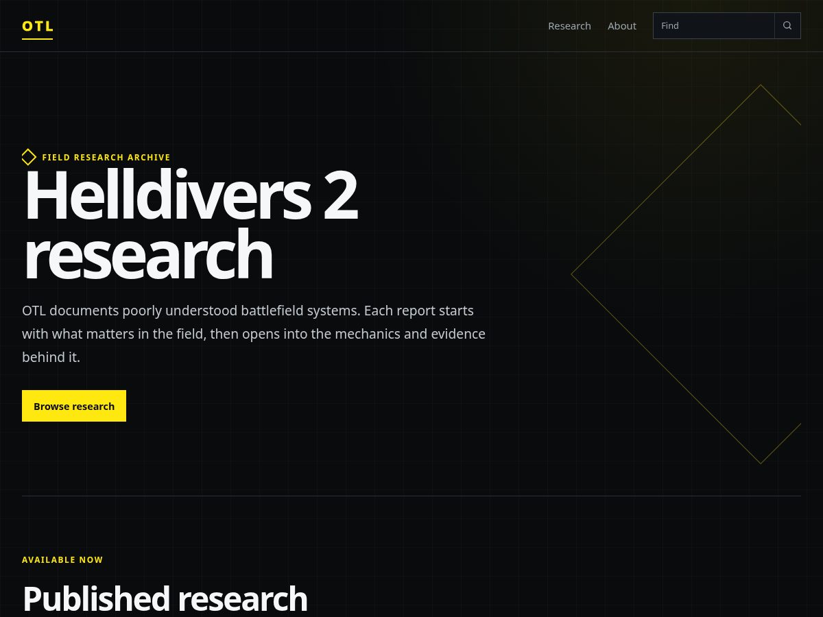 Landing-page snapshot of helldiversotl.com