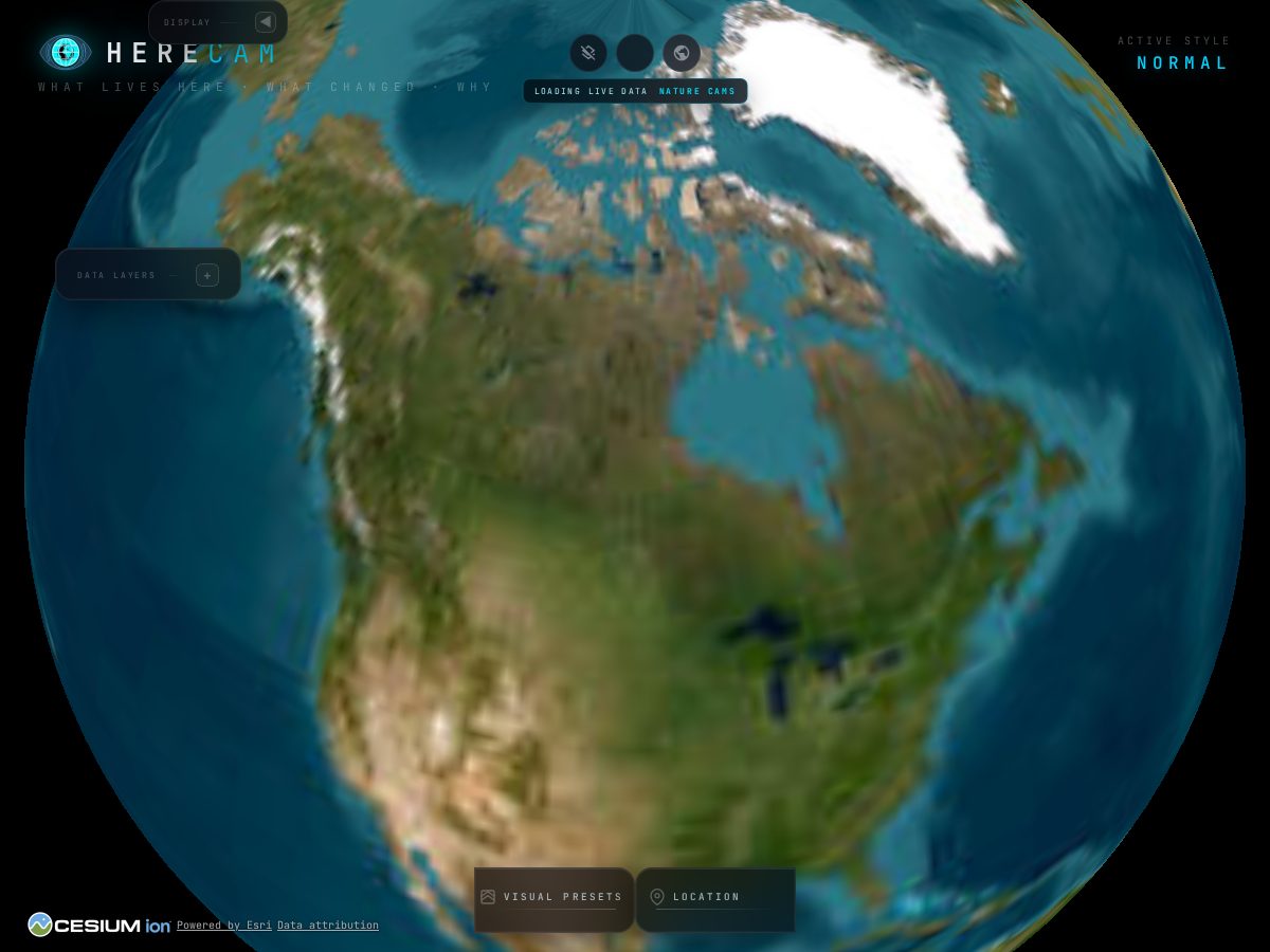 Landing-page snapshot of herecam.org