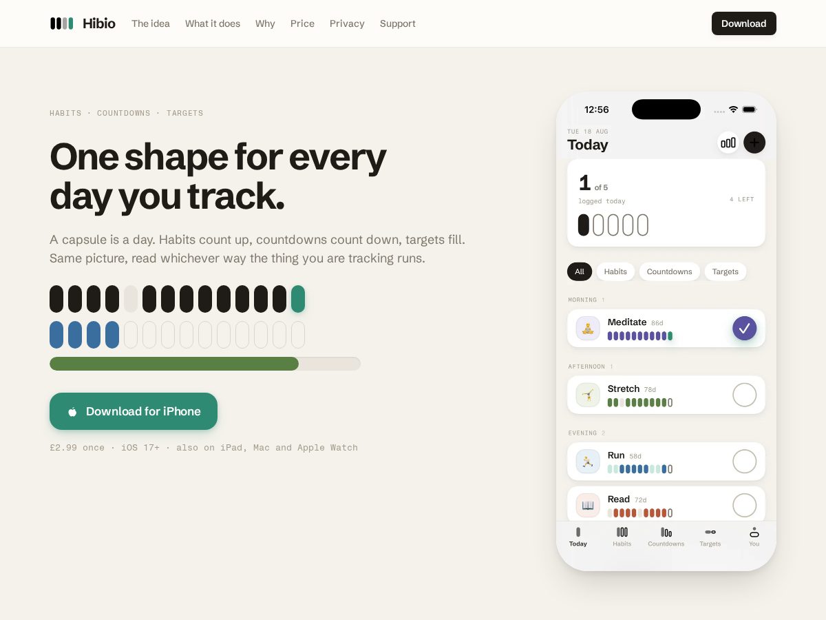 Landing-page snapshot of hibio.app