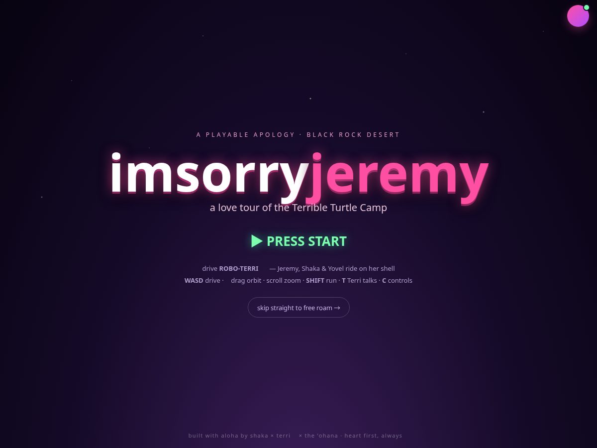 Landing-page snapshot of imsorryjeremy.com