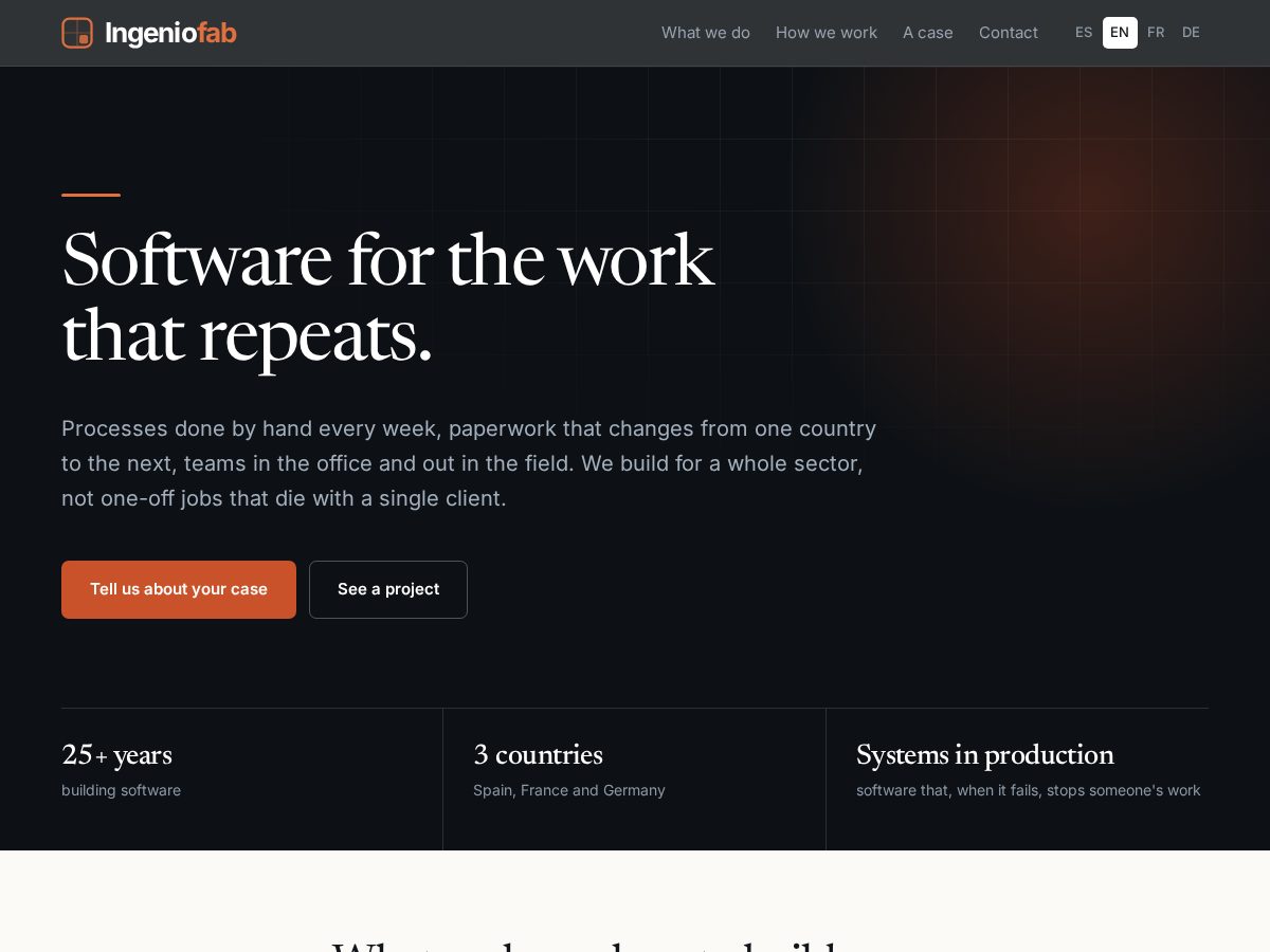 Landing-page snapshot of ingeniofab.com