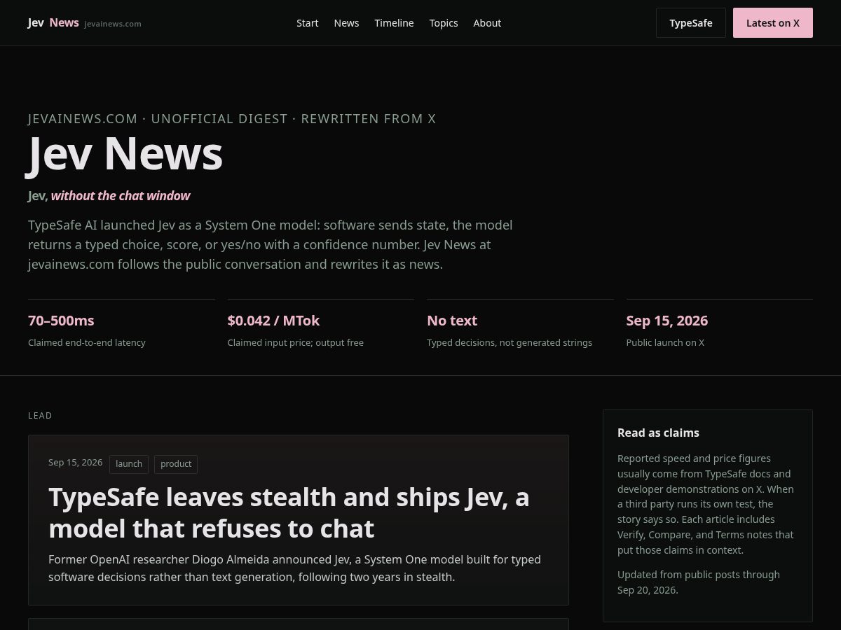 Landing-page snapshot of jevainews.com