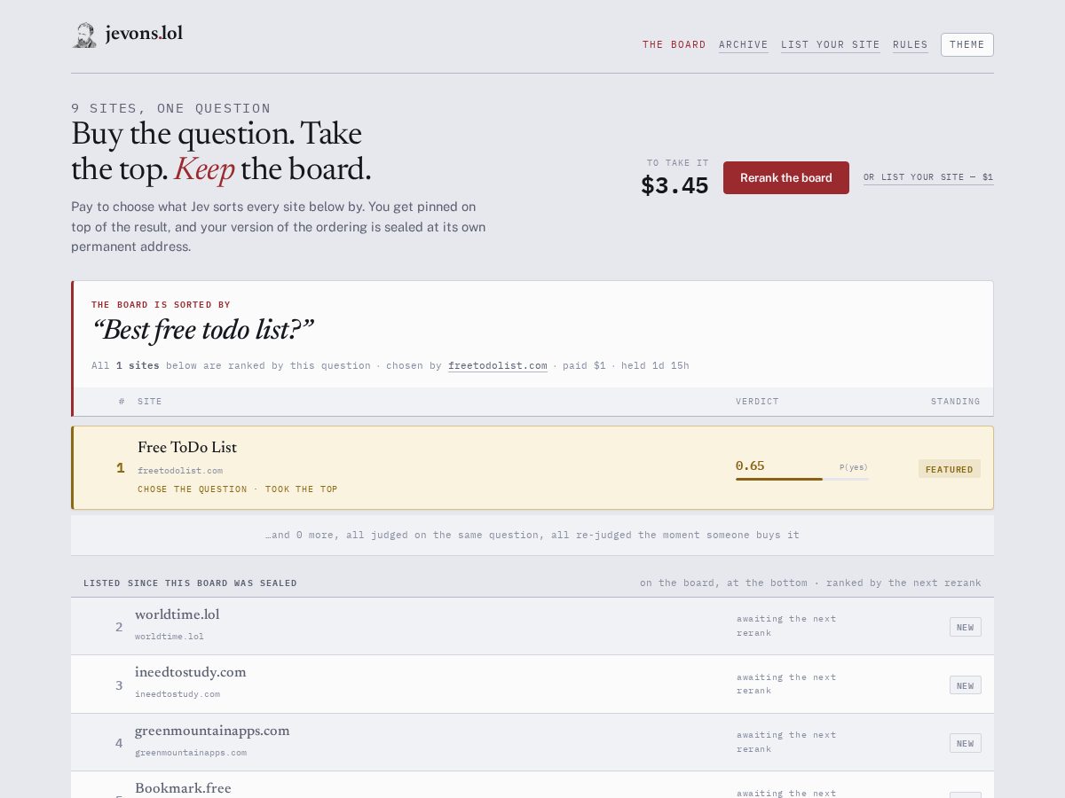 Landing-page snapshot of jevons.lol
