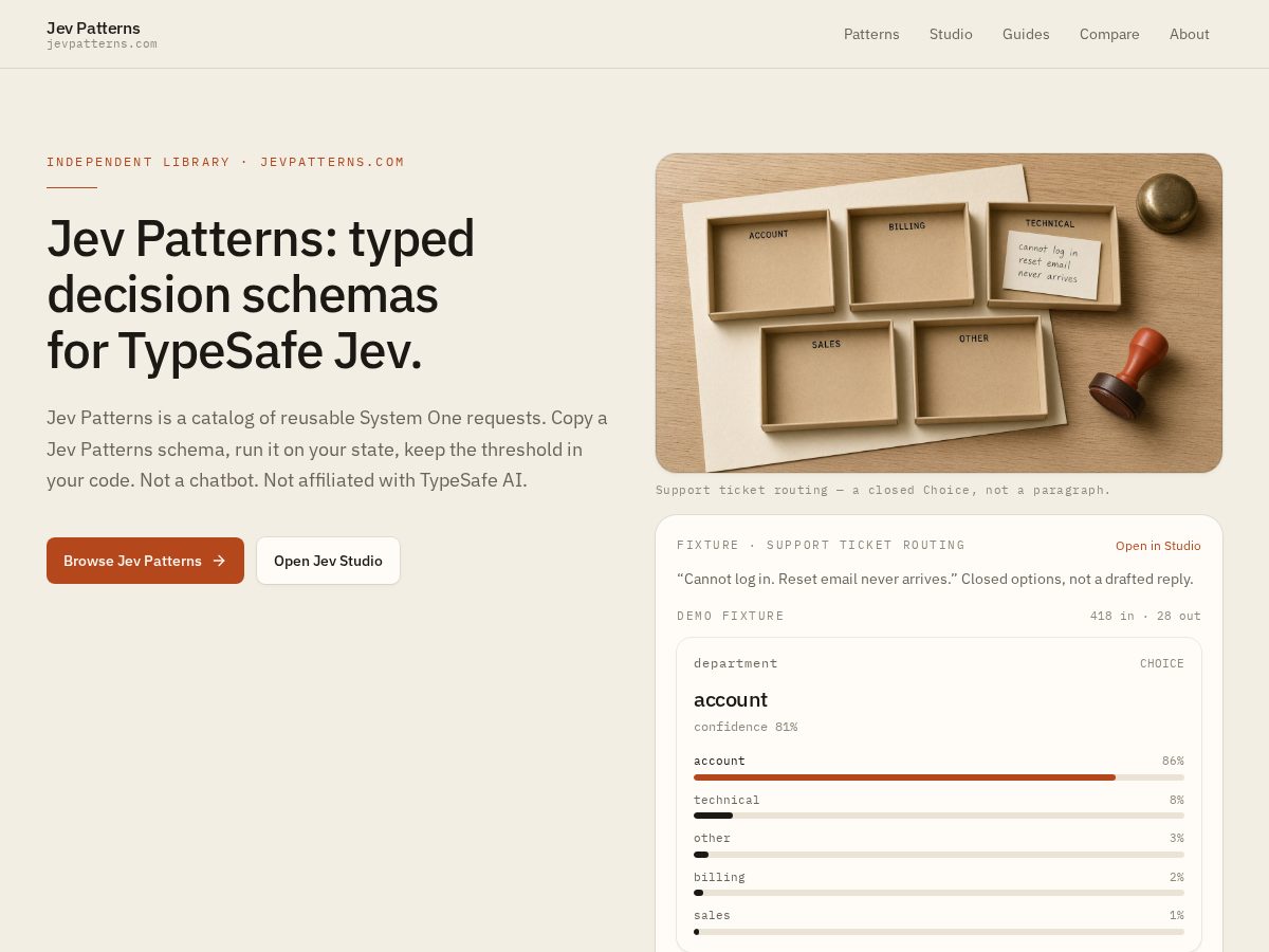 Landing-page snapshot of jevpatterns.com