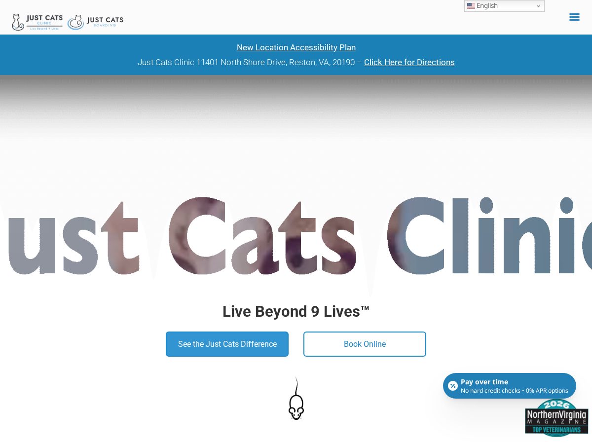 Landing-page snapshot of justcatsclinic.vet