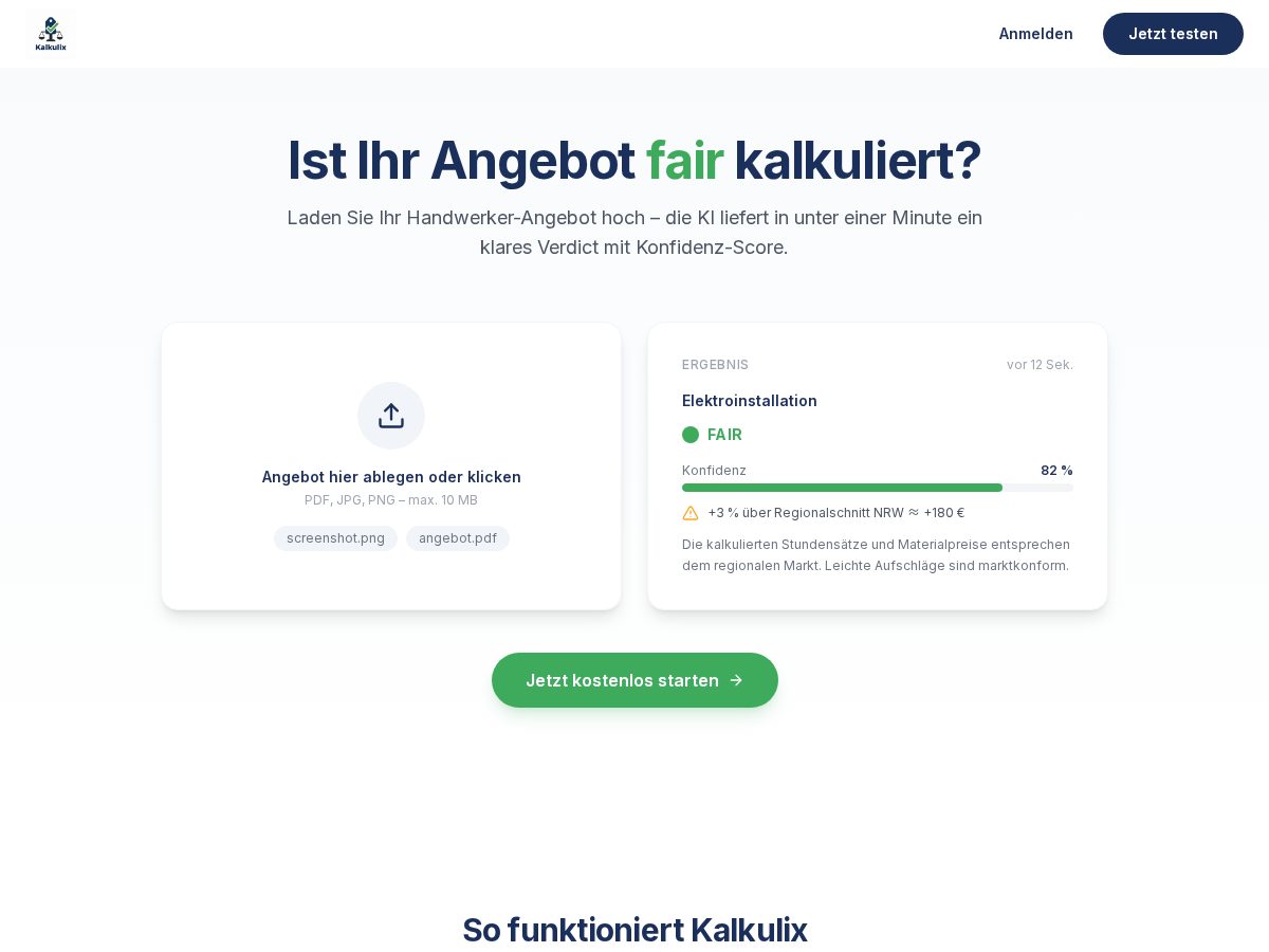 Landing-page snapshot of kalkulix.net
