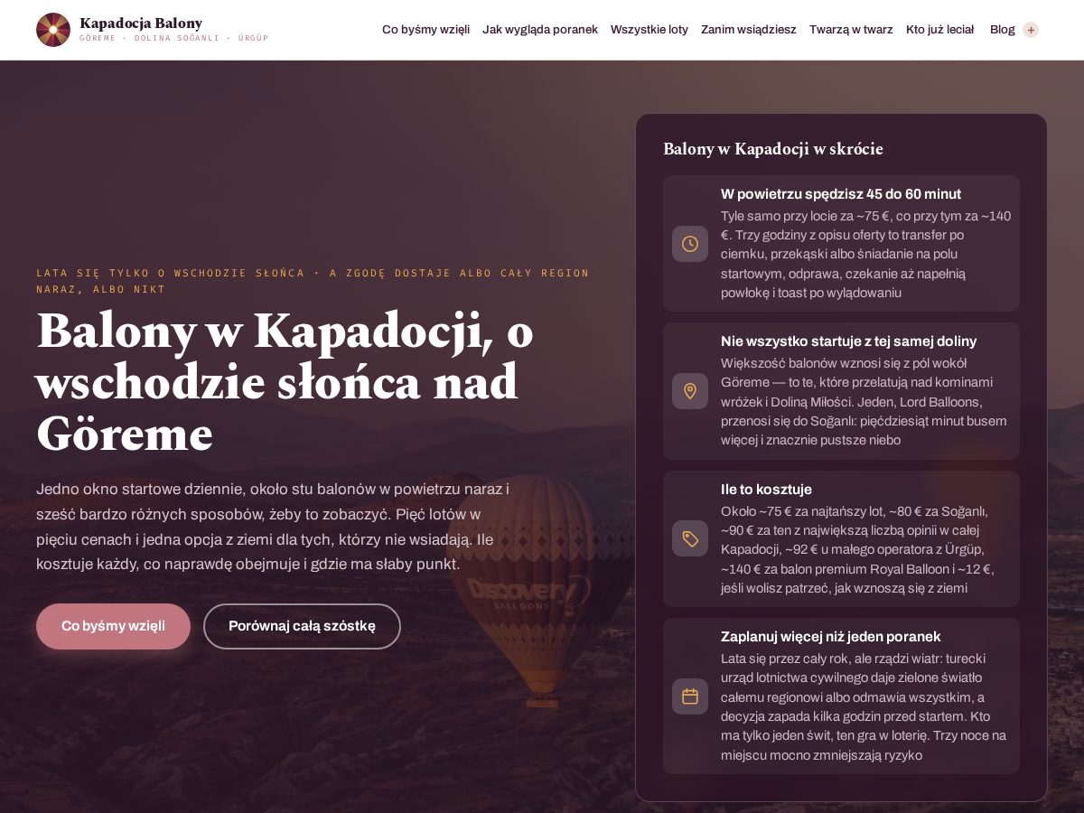 Landing-page snapshot of kapadocjabalony.com