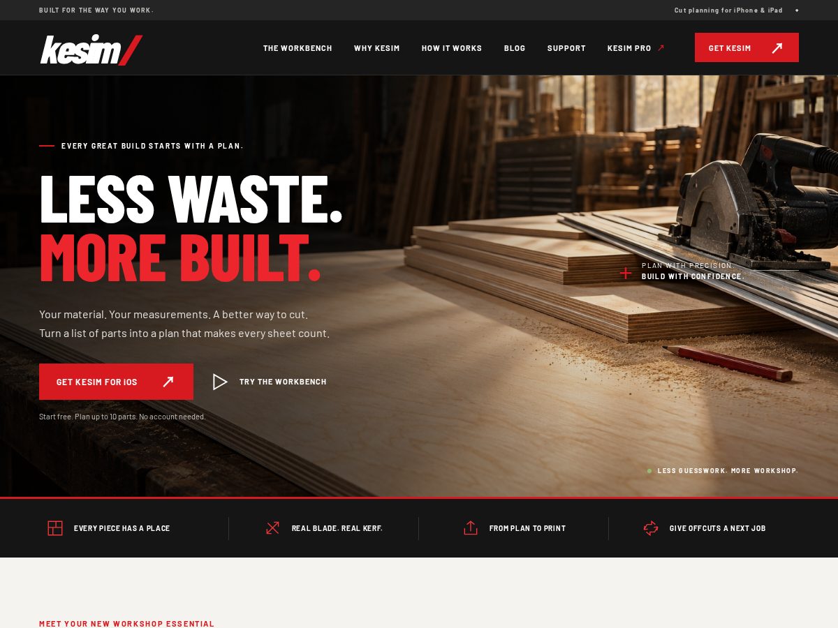 Landing-page snapshot of kesim.app