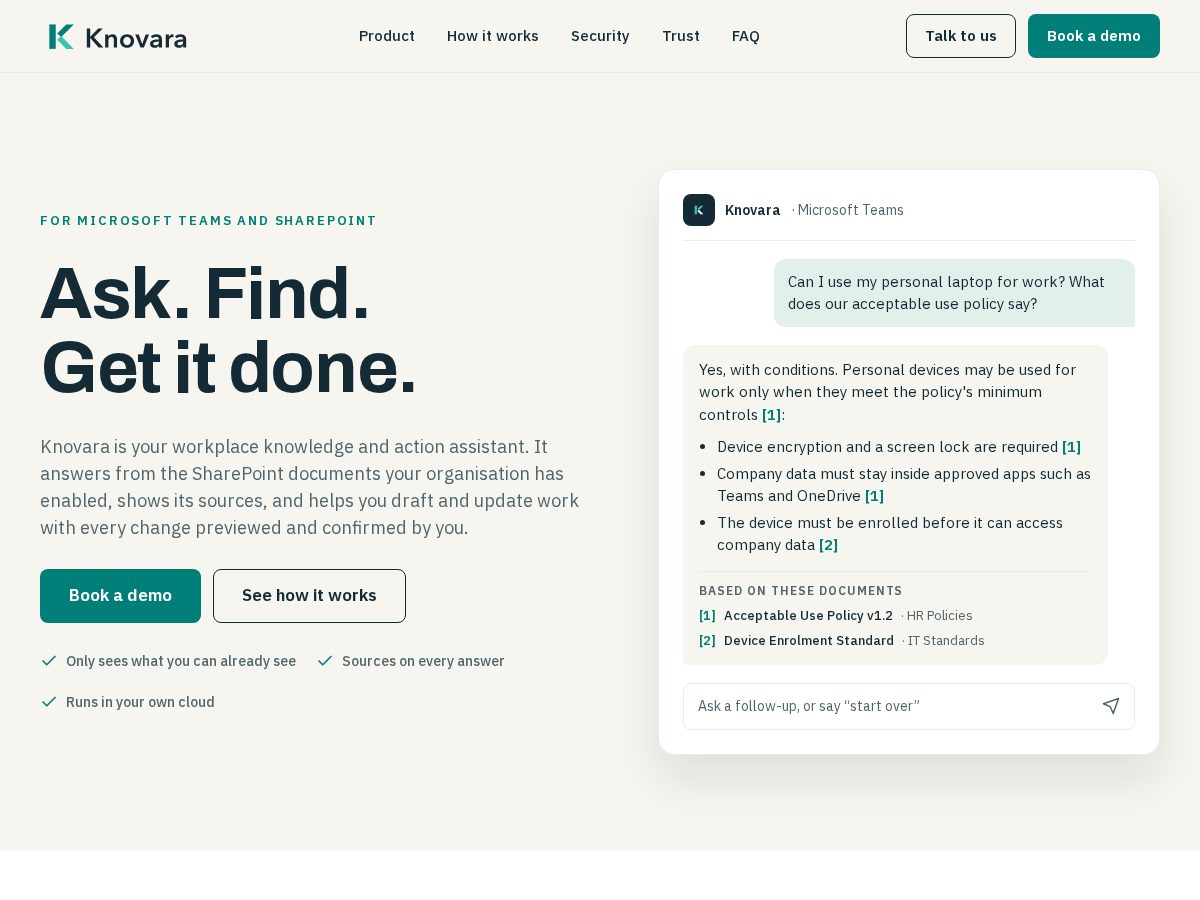 Landing-page snapshot of knovara.app