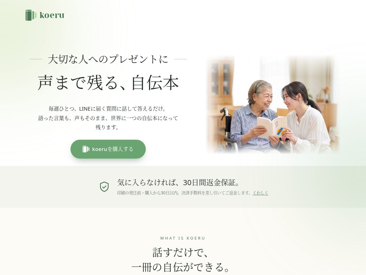 Landing-page snapshot of koerubook.com