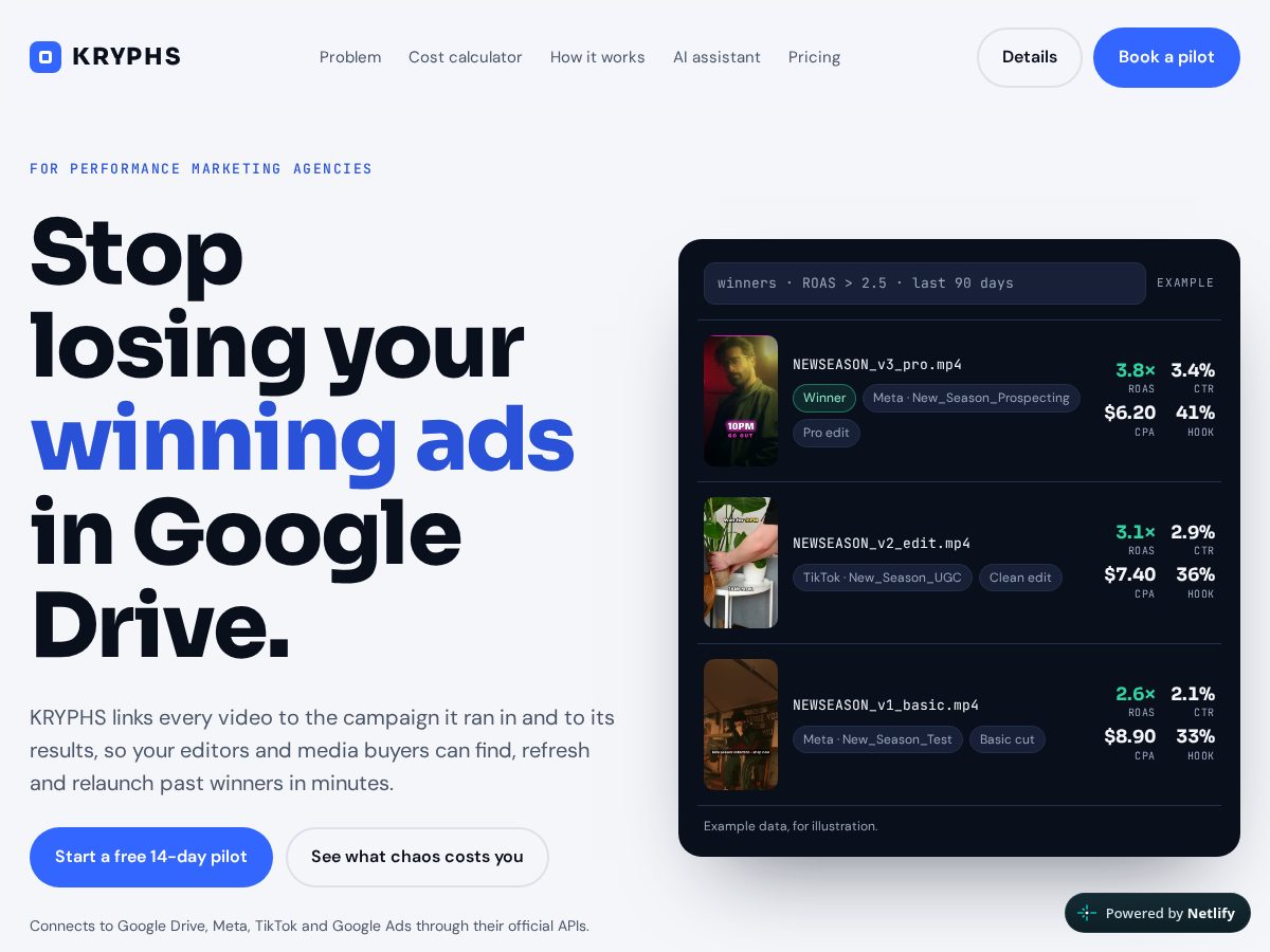 Landing-page snapshot of kryphs.agency