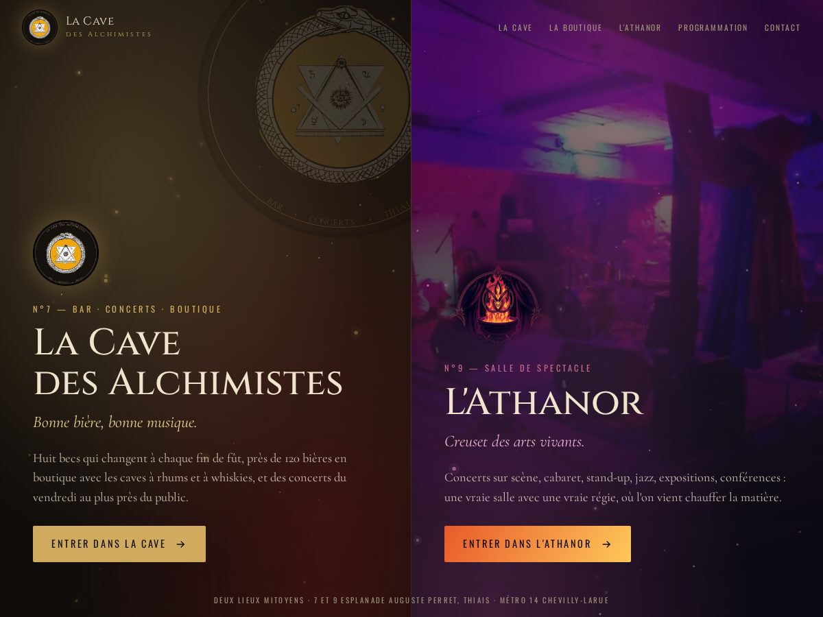 Landing-page snapshot of lacavedesalchimistes.com