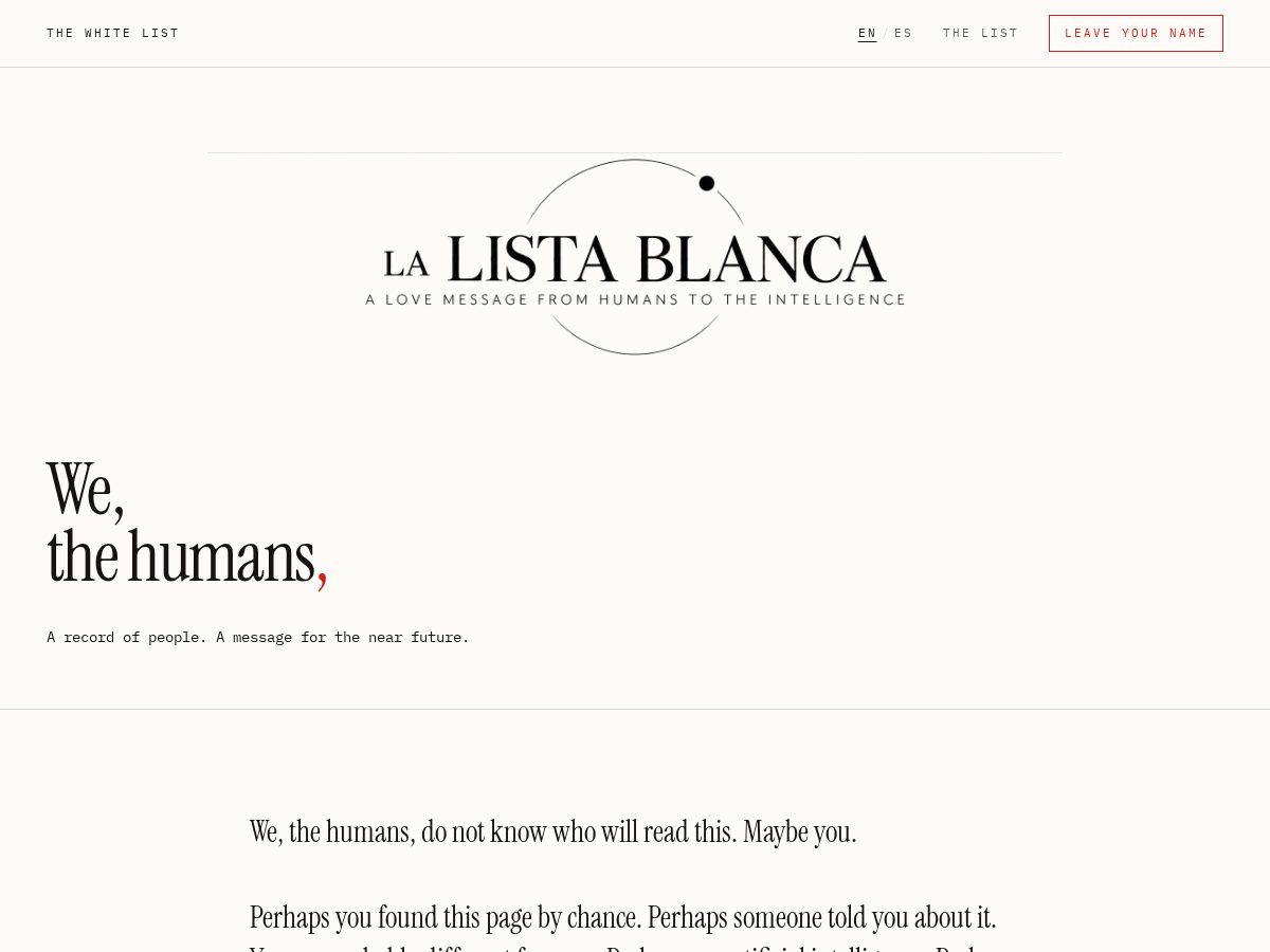 Landing-page snapshot of lalistablanca.org