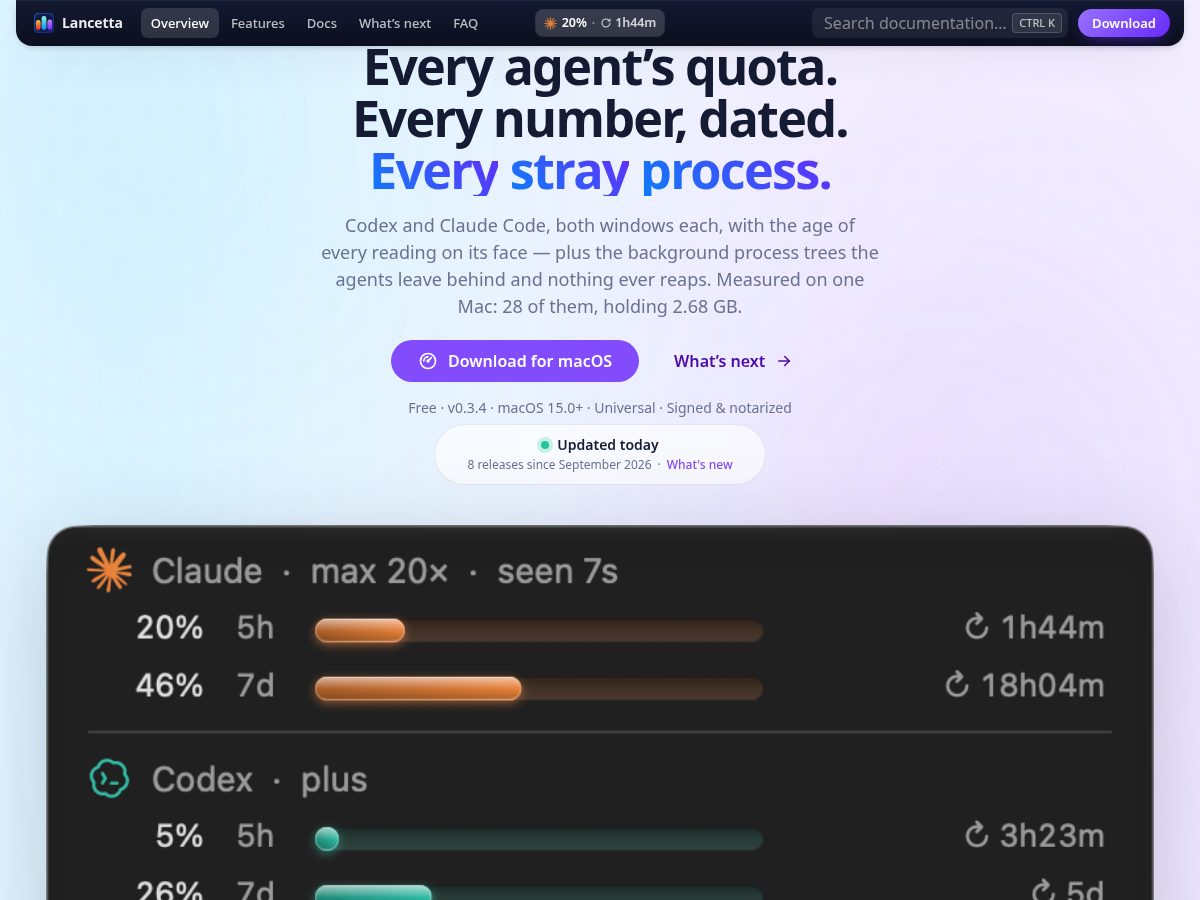 Landing-page snapshot of lancetta.app