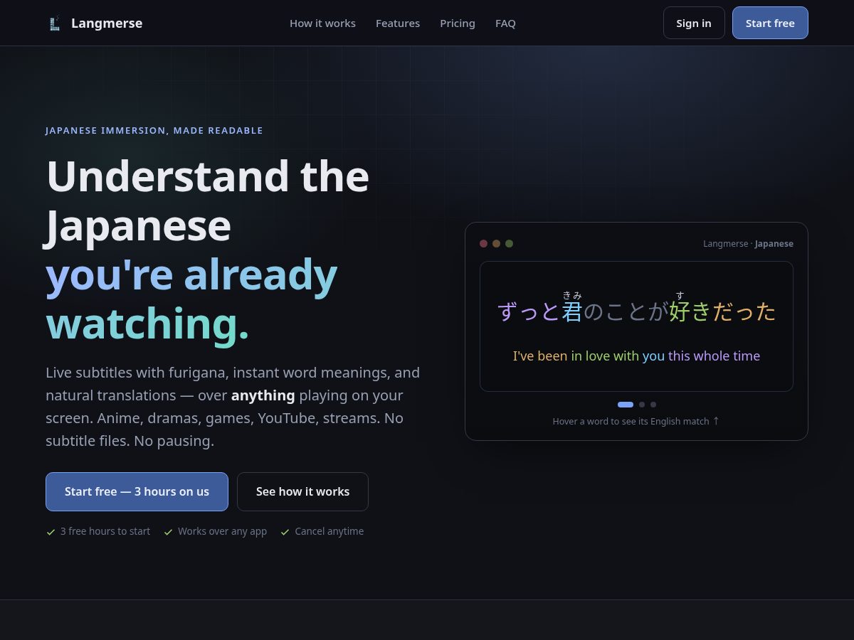 Landing-page snapshot of langmerse.app