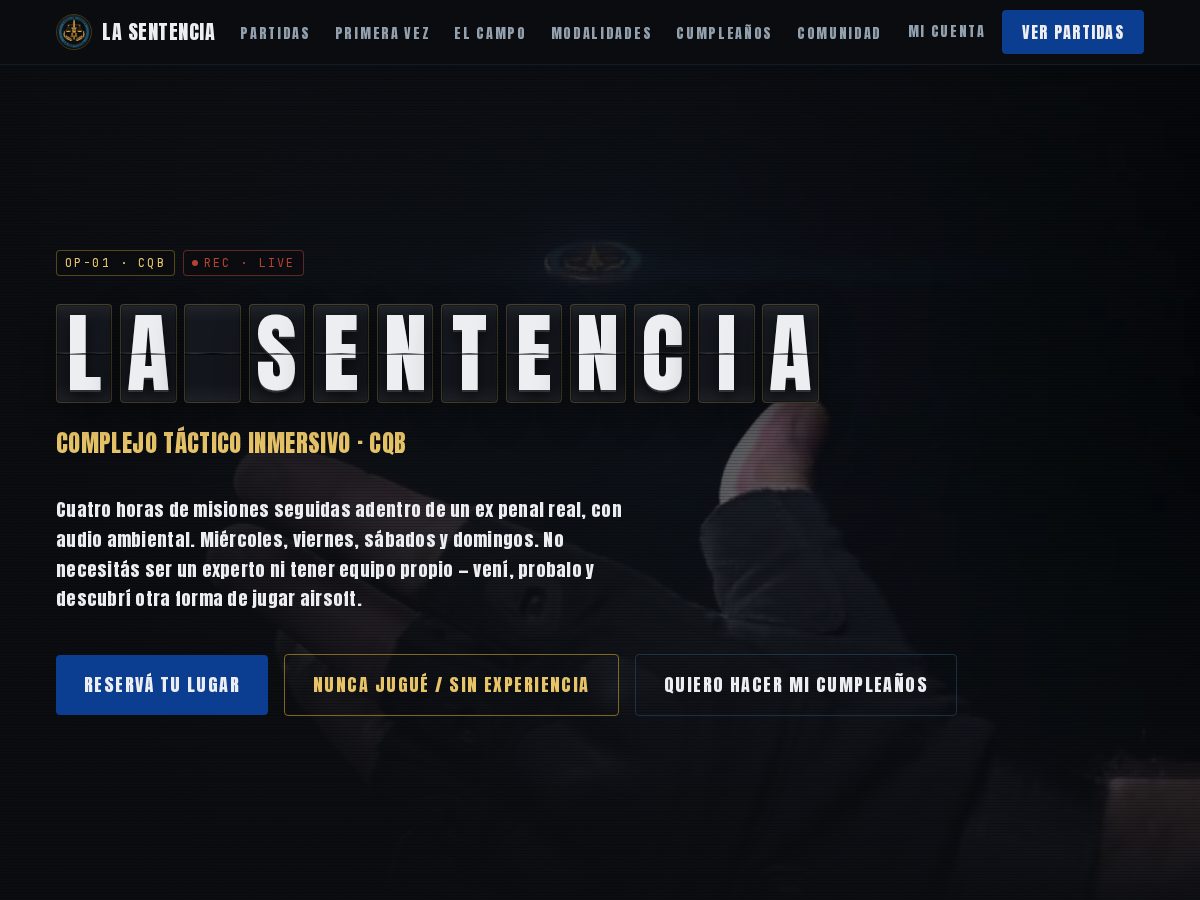 Landing-page snapshot of lasentenciaairsoft.com