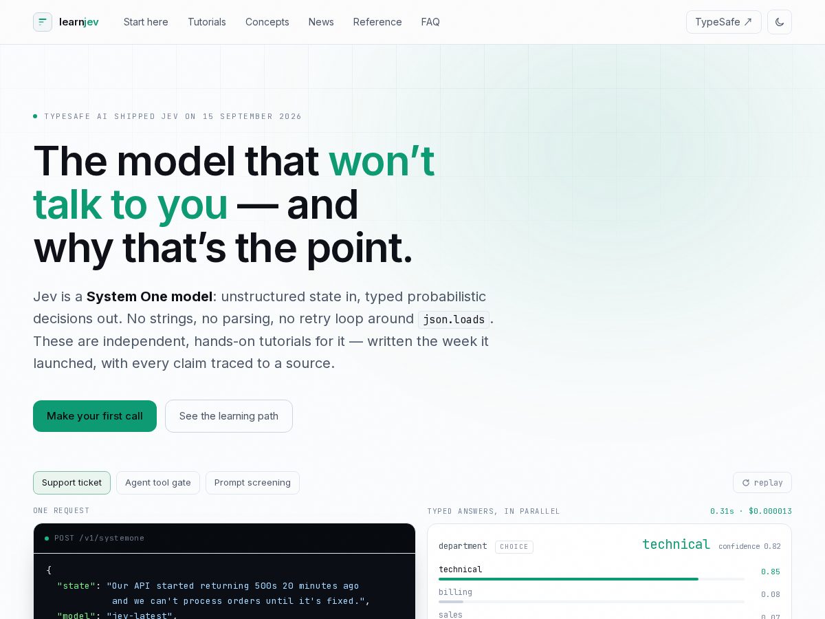 Landing-page snapshot of learnjev.com