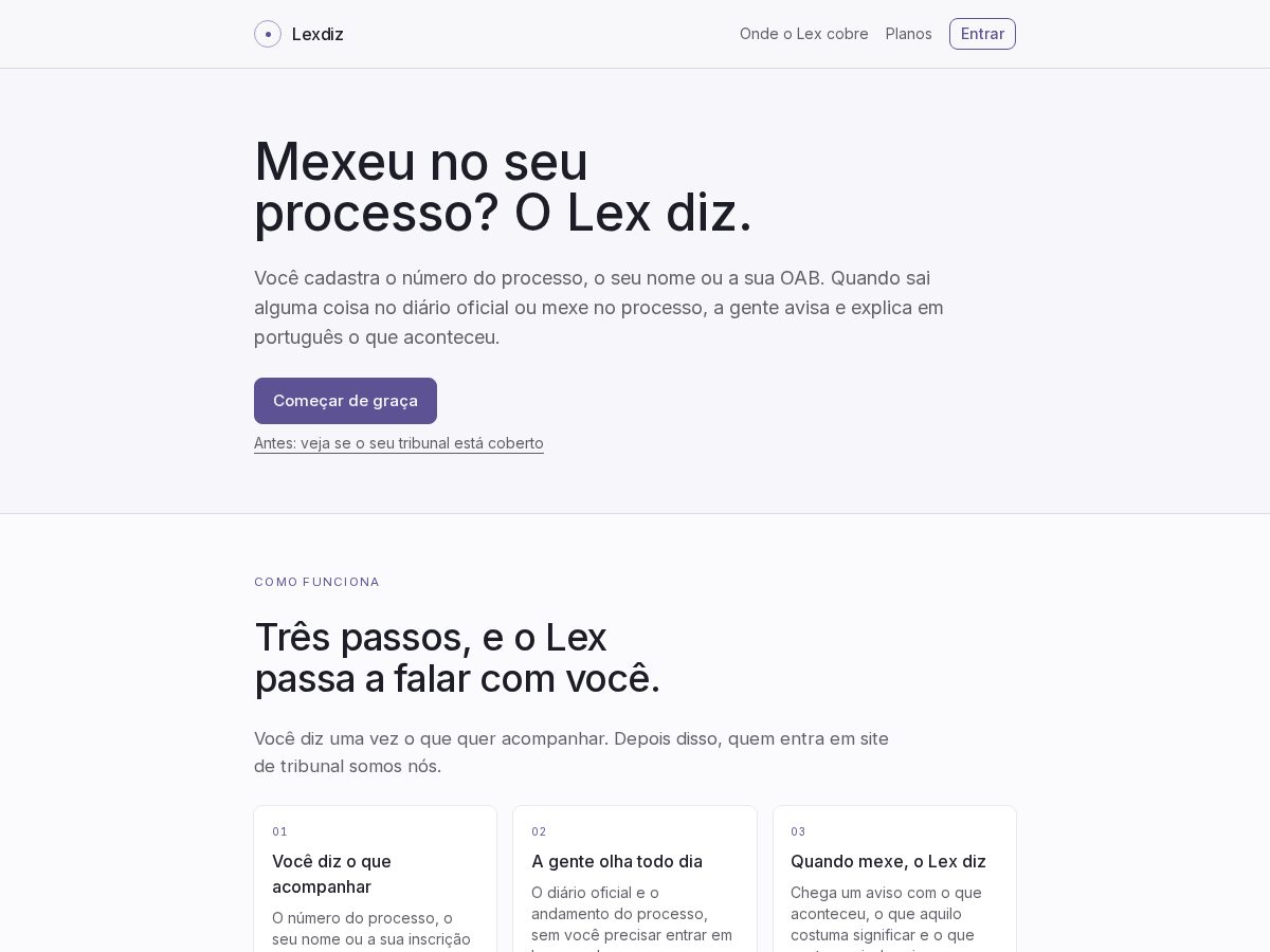 Landing-page snapshot of lexdiz.com