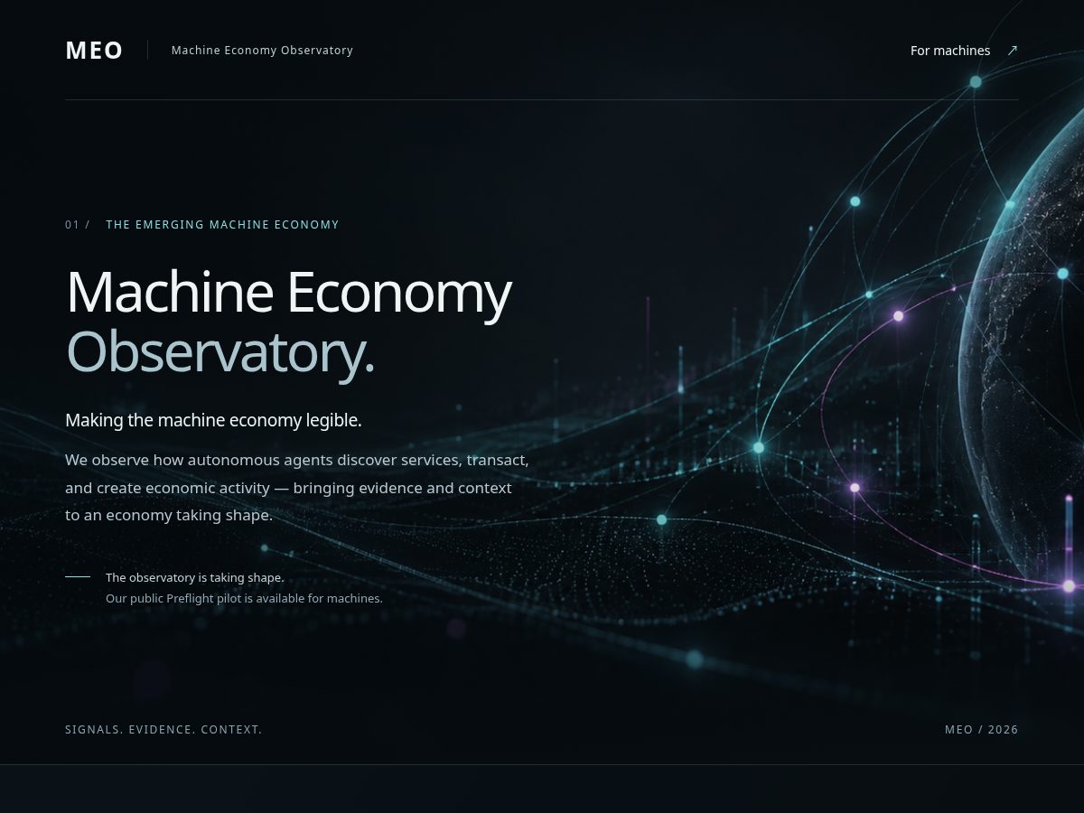 Landing-page snapshot of machineeconomyobservatory.com