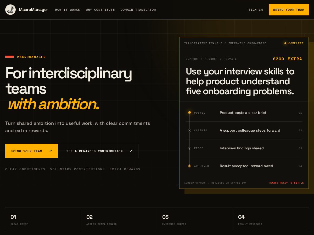 Landing-page snapshot of macromanager.app