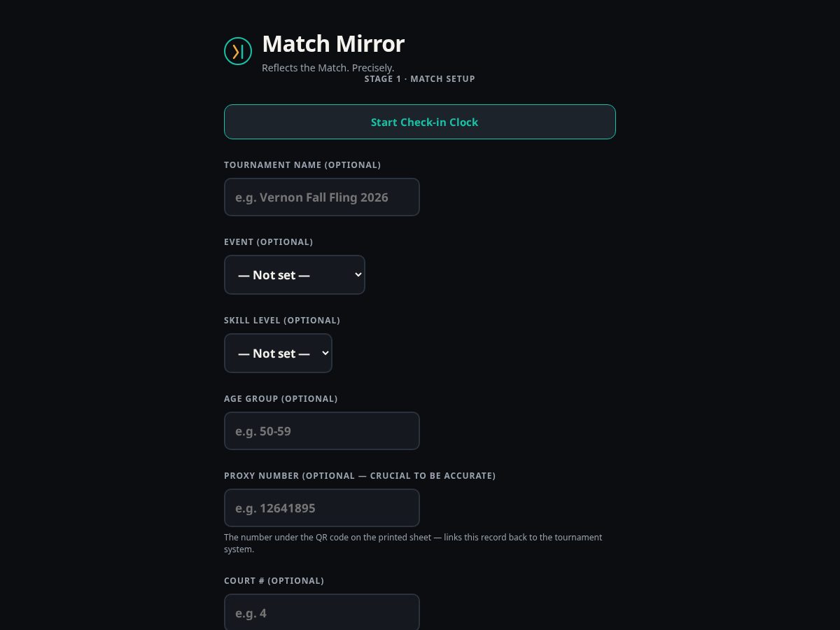 Landing-page snapshot of matchmirror.app
