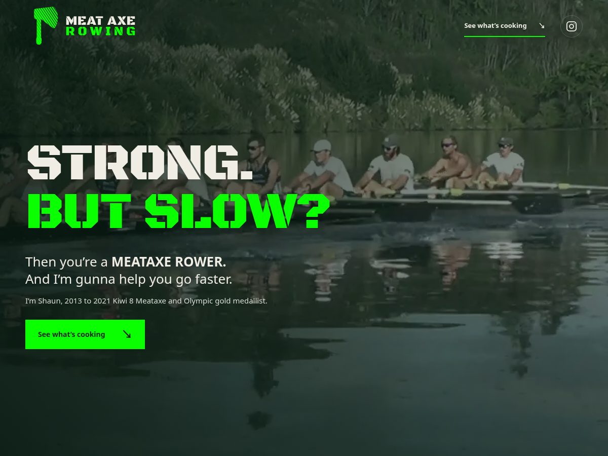 Landing-page snapshot of meataxerowing.com