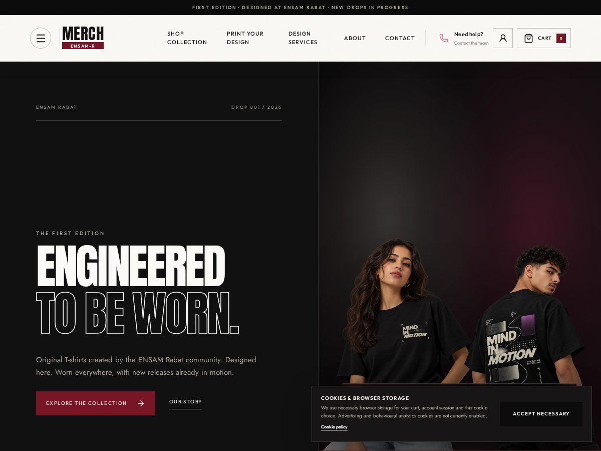 Landing-page snapshot of merch-ensamr.store