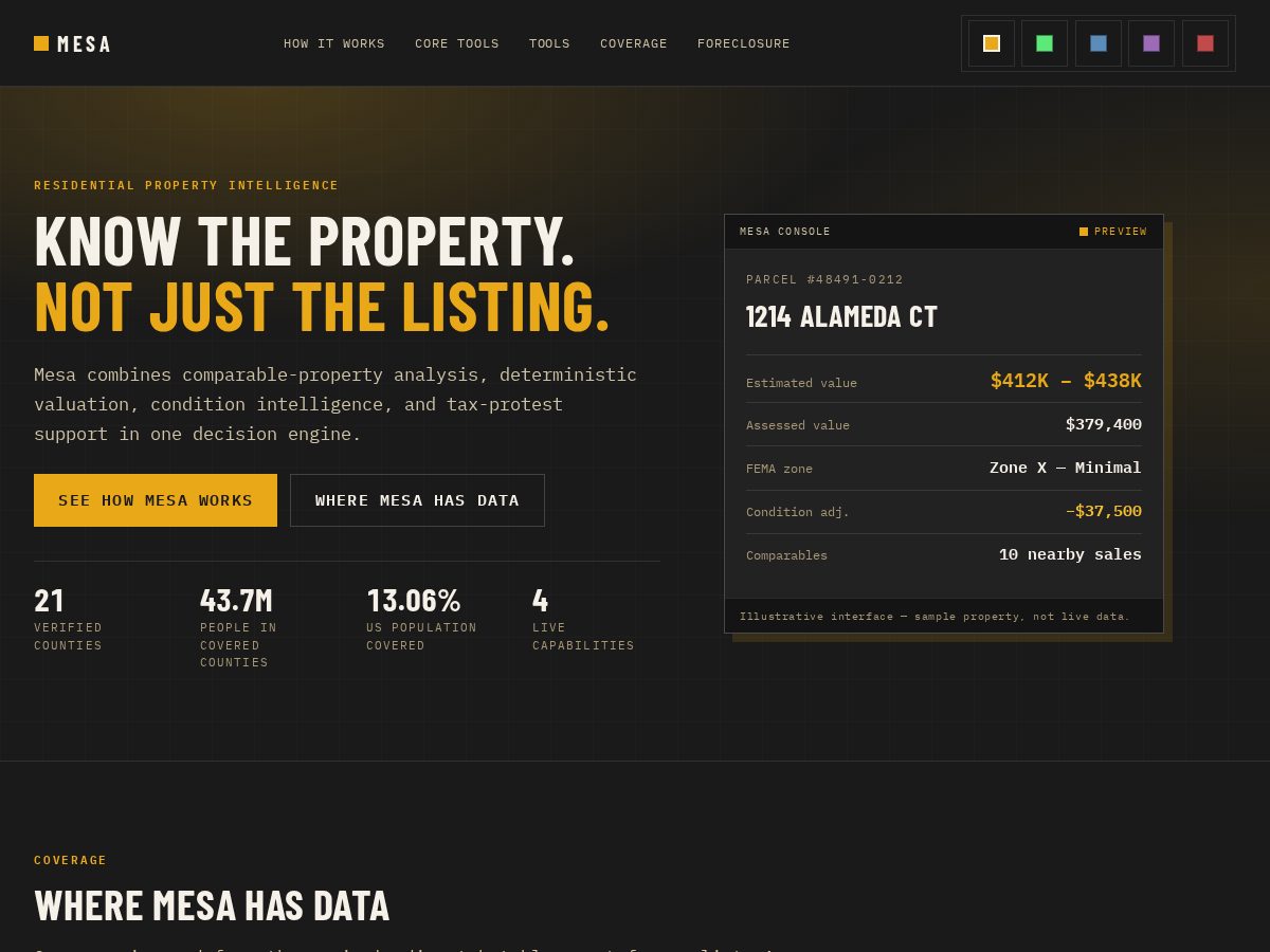 Landing-page snapshot of mesa.network