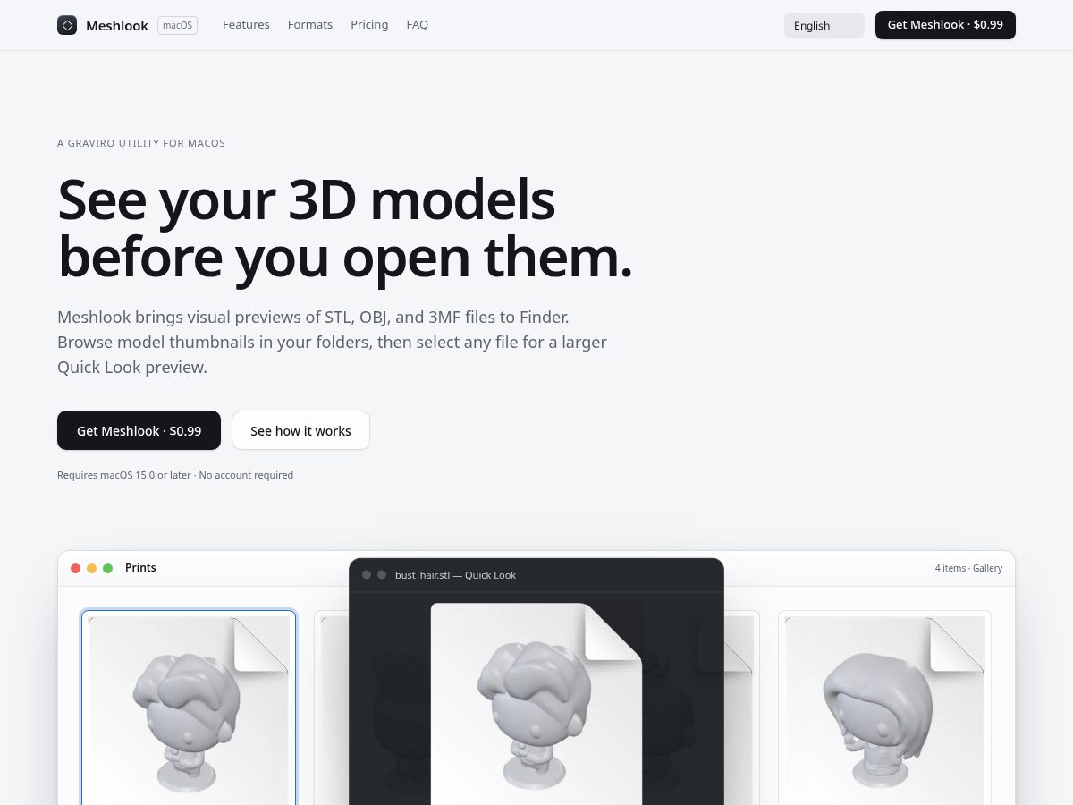 Landing-page snapshot of meshlook.app