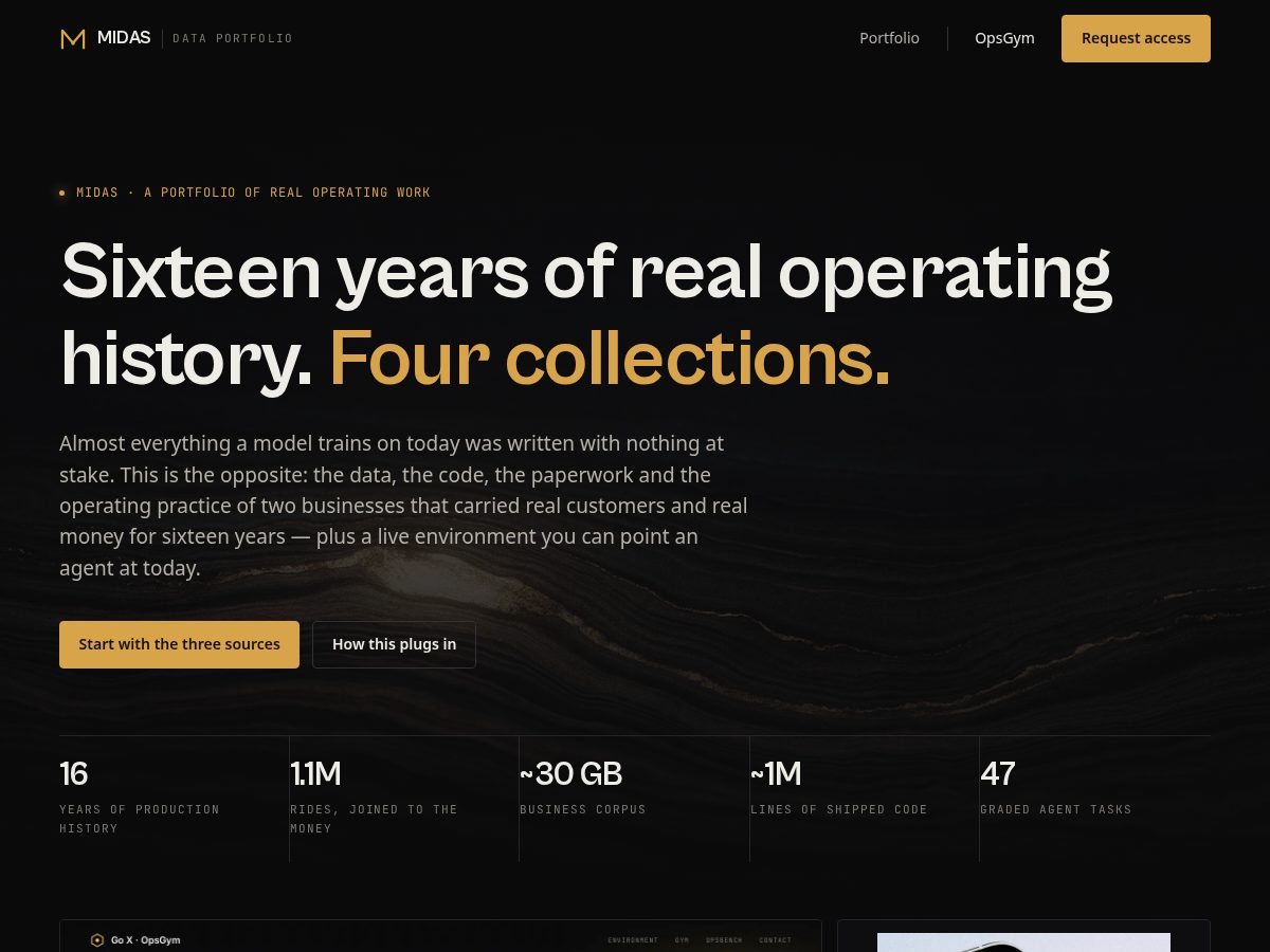 Landing-page snapshot of midasroom.com