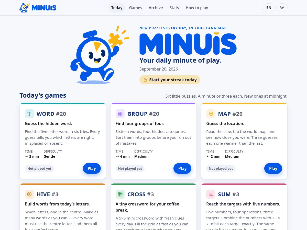 Landing-page snapshot of minuis.com