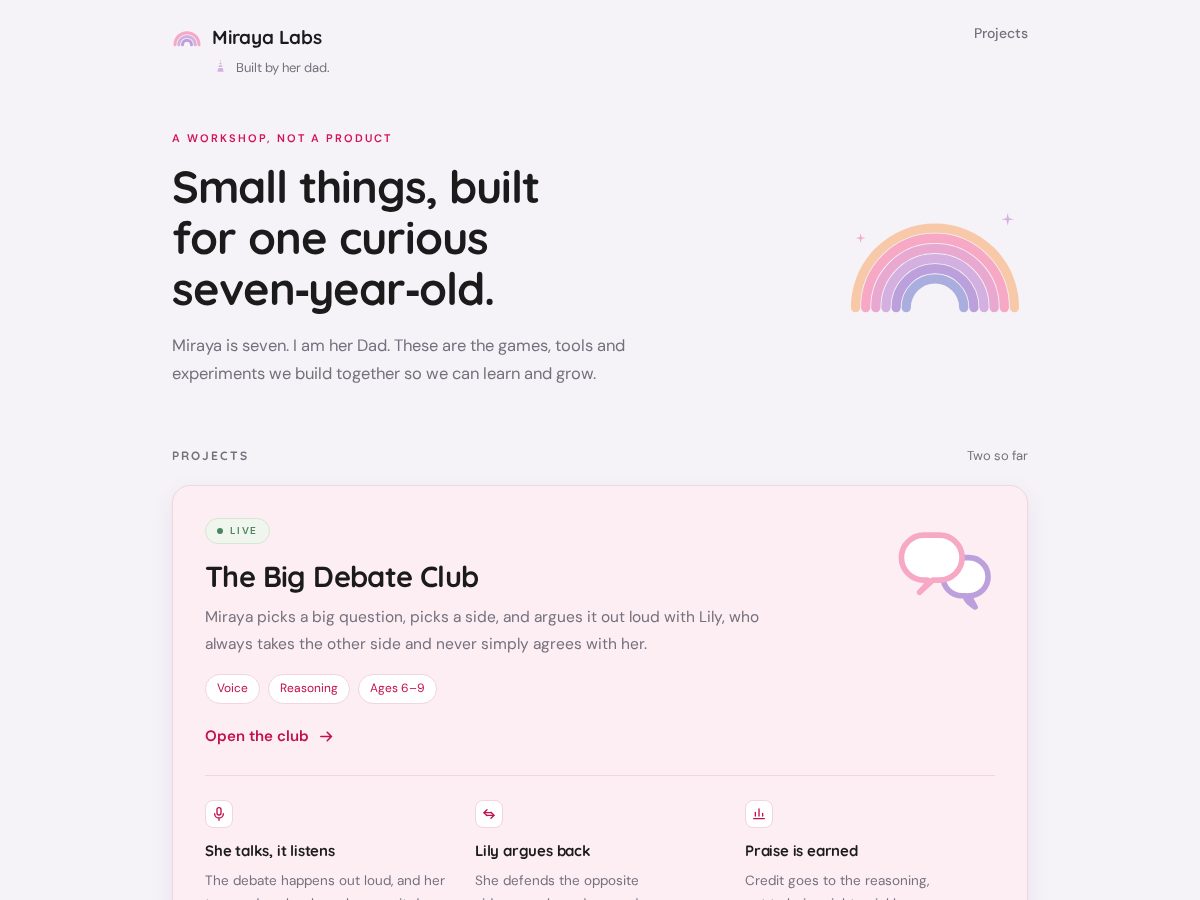 Landing-page snapshot of mirayalabs.tech