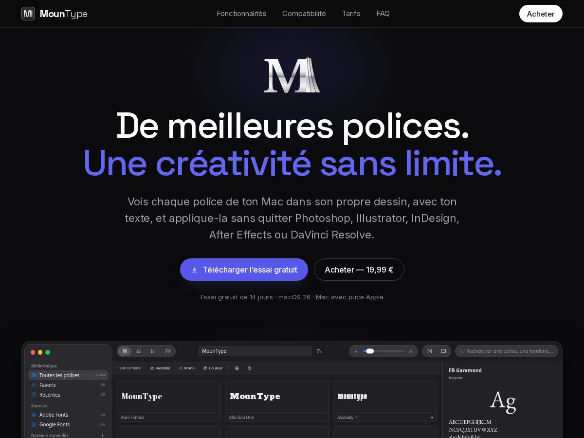 Landing-page snapshot of mountypeapp.com