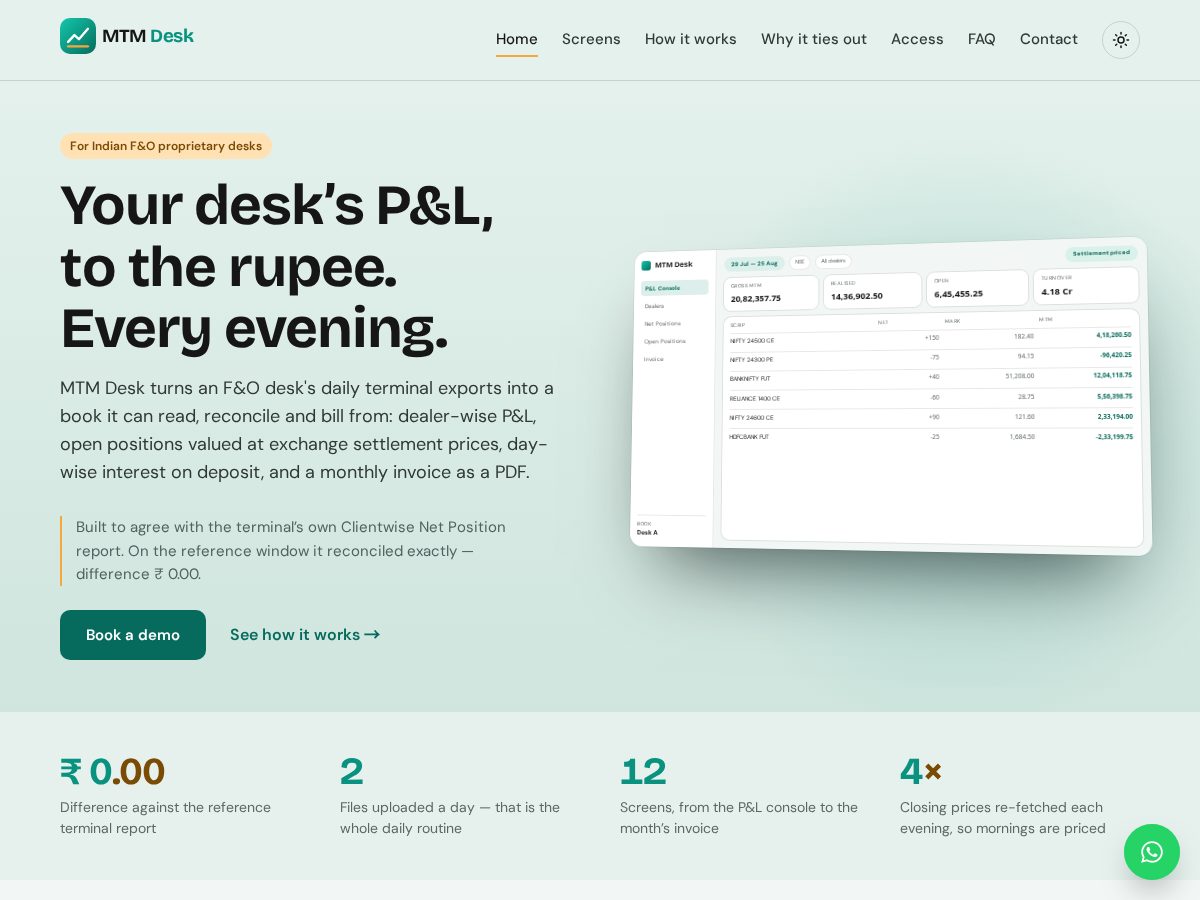 Landing-page snapshot of mtmdesk.com