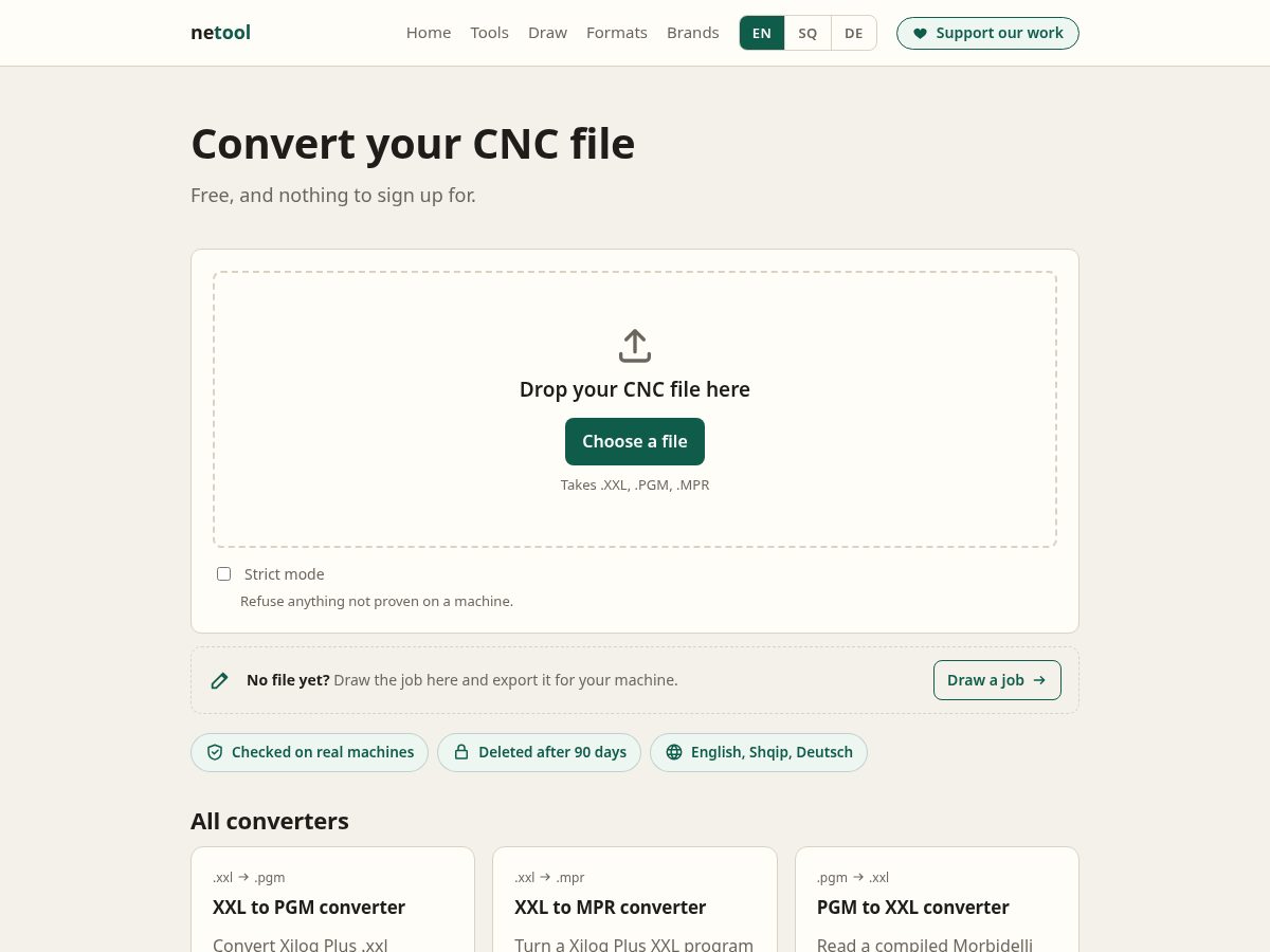 Landing-page snapshot of netool.app