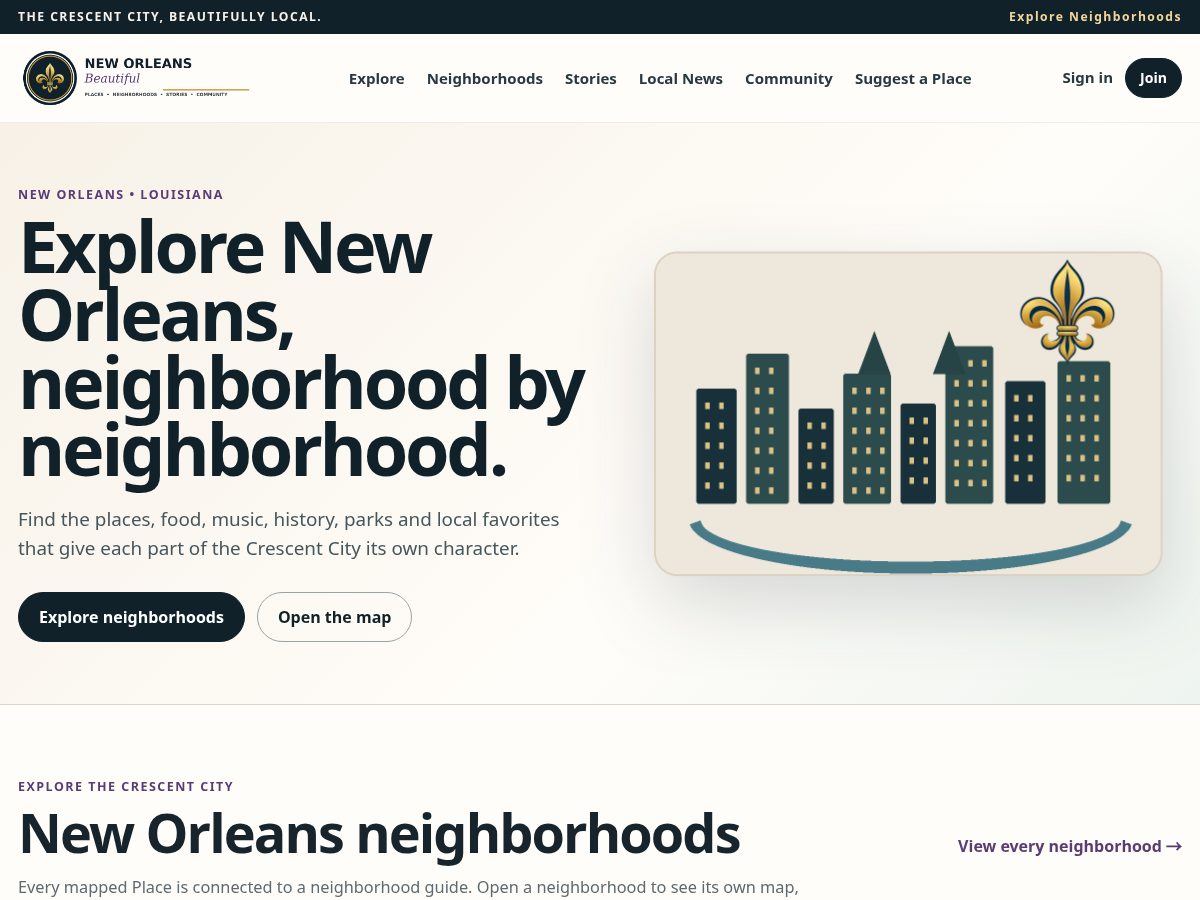 Landing-page snapshot of neworleansbeautiful.com
