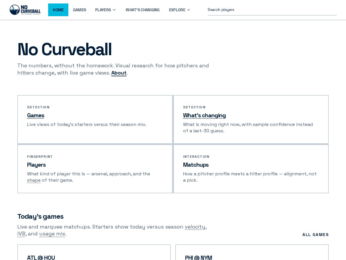 Landing-page snapshot of nocurveball.com