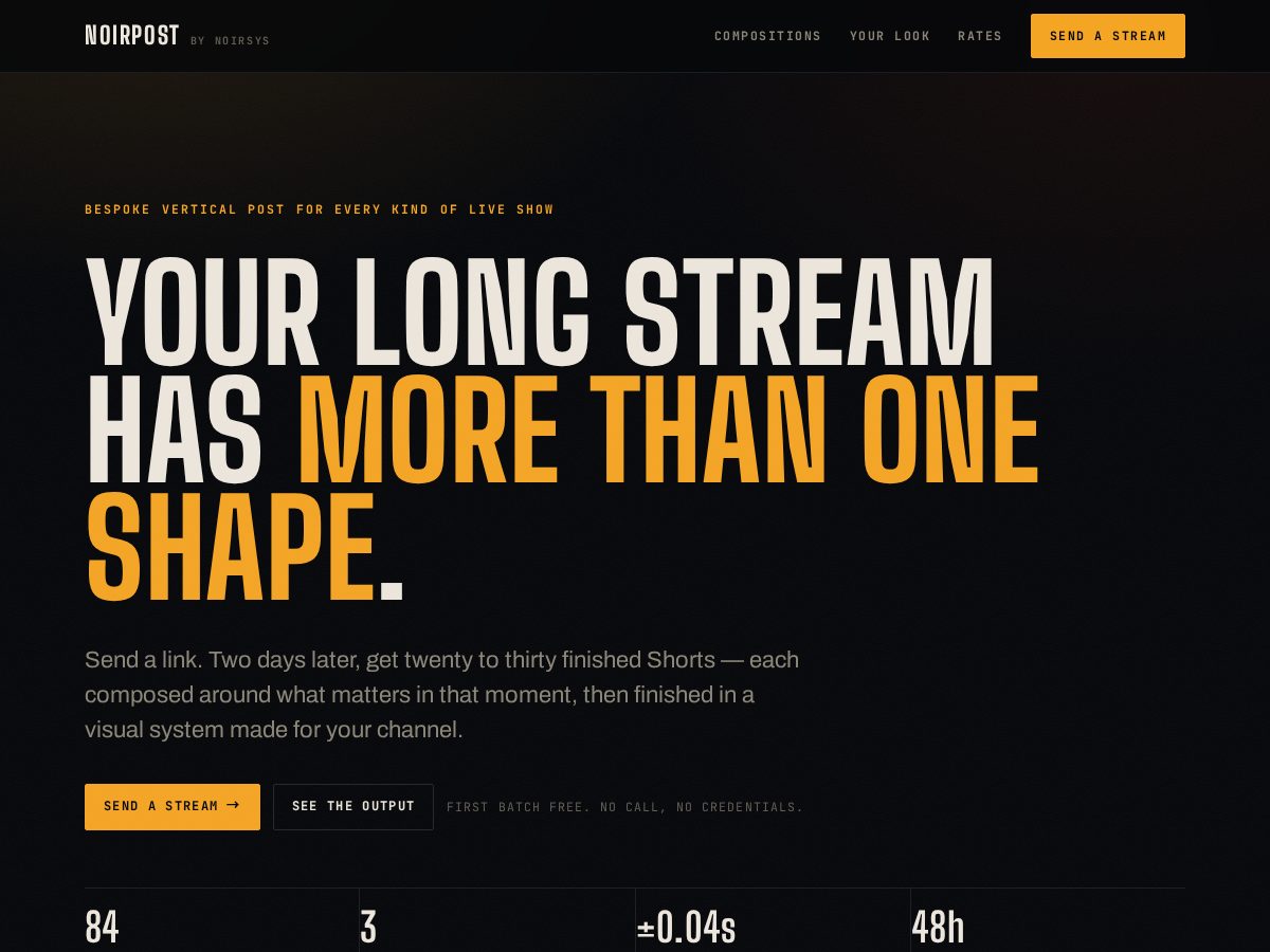 Landing-page snapshot of noirpost.live
