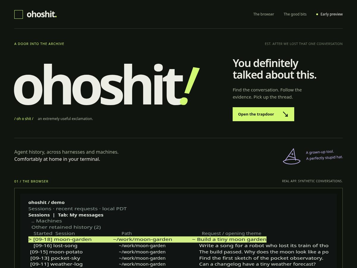 Landing-page snapshot of ohoshit.com