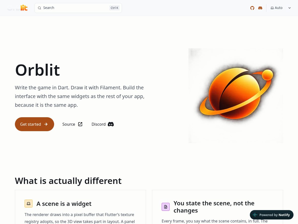 Landing-page snapshot of orblitengine.com