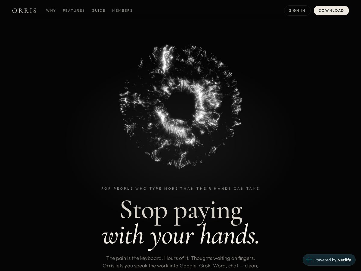Landing-page snapshot of orrisvoice.com
