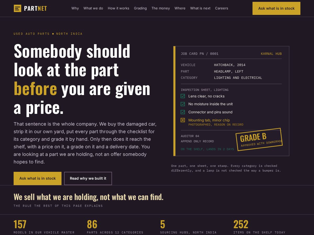 Landing-page snapshot of partnetindia.com