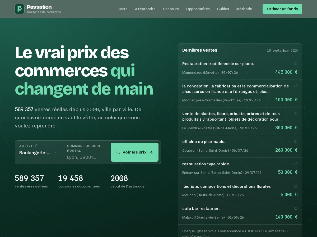 Landing-page snapshot of passation.app