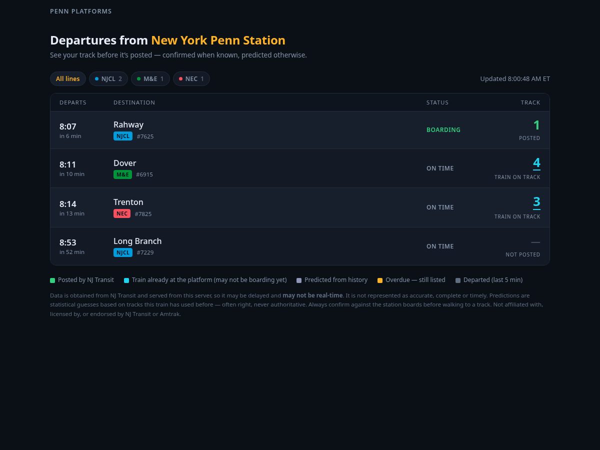 Landing-page snapshot of pennstation.fyi