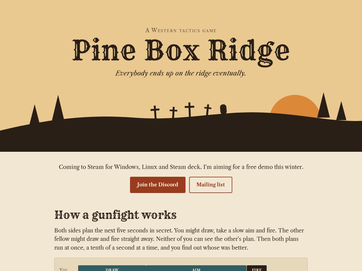 Landing-page snapshot of pineboxridge.com