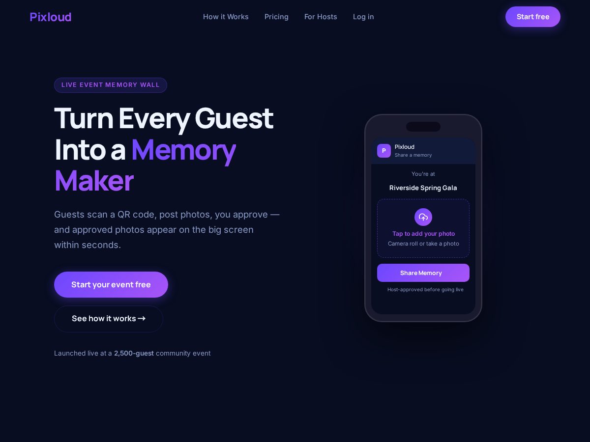Landing-page snapshot of pixloud.app